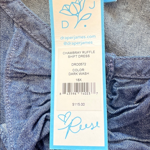 NWT Draper James Chambray Ruffle Shift Dress - Picture 7 of 8